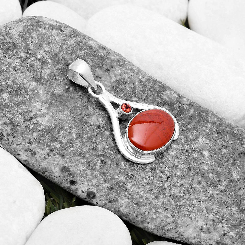 Natural Red Moss Agate & Garnet Pendant P-1057 SDP119820