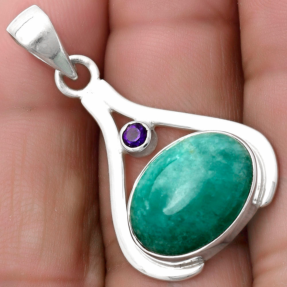 Natural Paraiba Amazonite & Amethyst Pendant P-1057 SDP119822