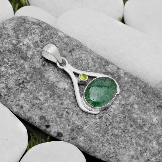 Natural Green Aventurine & Peridot Pendant P-1057 SDP119828