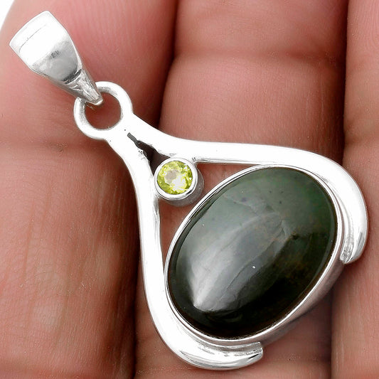 Natural Chrome Chalcedony & Peridot Pendant P-1057 SDP119835