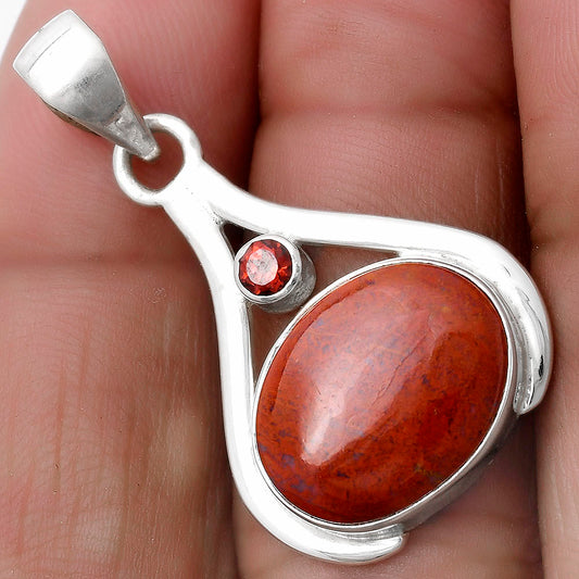Natural Red Moss Agate & Garnet Pendant P-1057 SDP119839