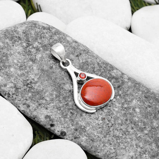 Natural Red Moss Agate & Garnet Pendant P-1057 SDP119839