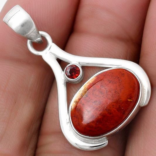 Natural Red Moss Agate & Garnet Pendant P-1057 SDP119845