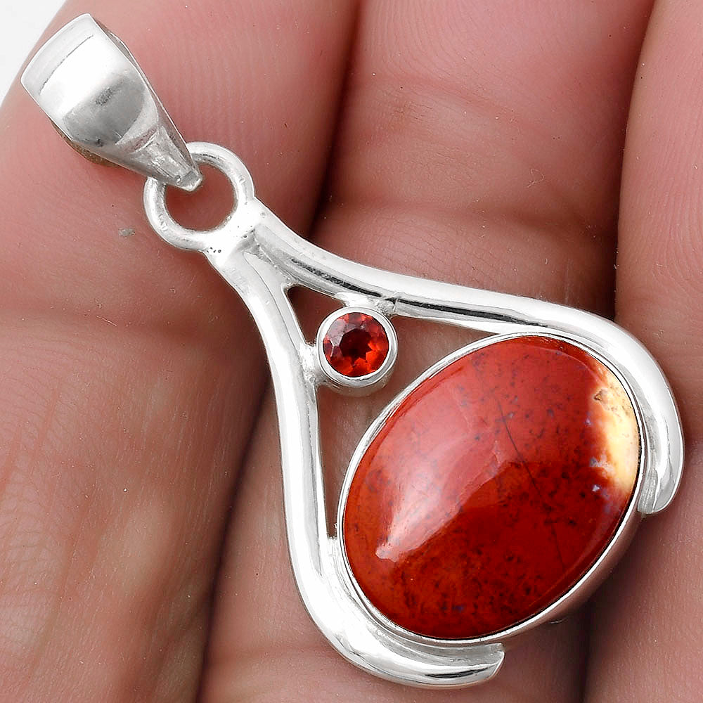 Natural Red Moss Agate & Garnet Pendant P-1057 SDP119846