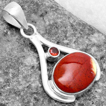 Natural Red Moss Agate & Garnet Pendant P-1057 SDP119846