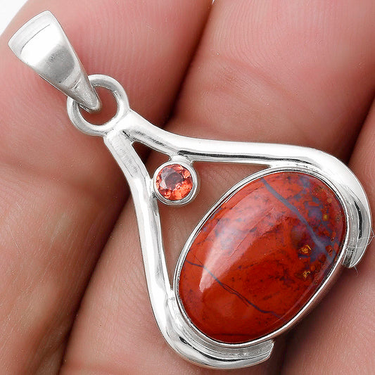 Natural Red Moss Agate & Garnet Pendant P-1057 SDP119848