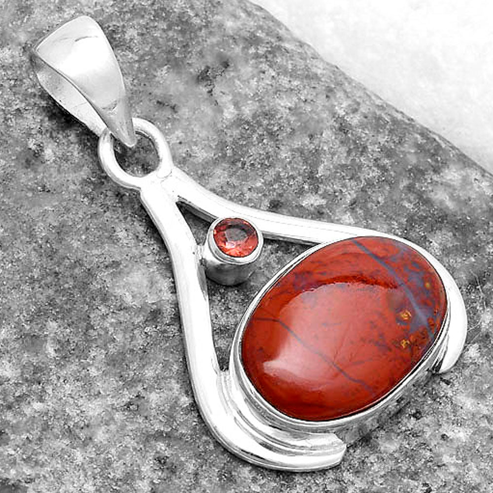 Natural Red Moss Agate & Garnet Pendant P-1057 SDP119848
