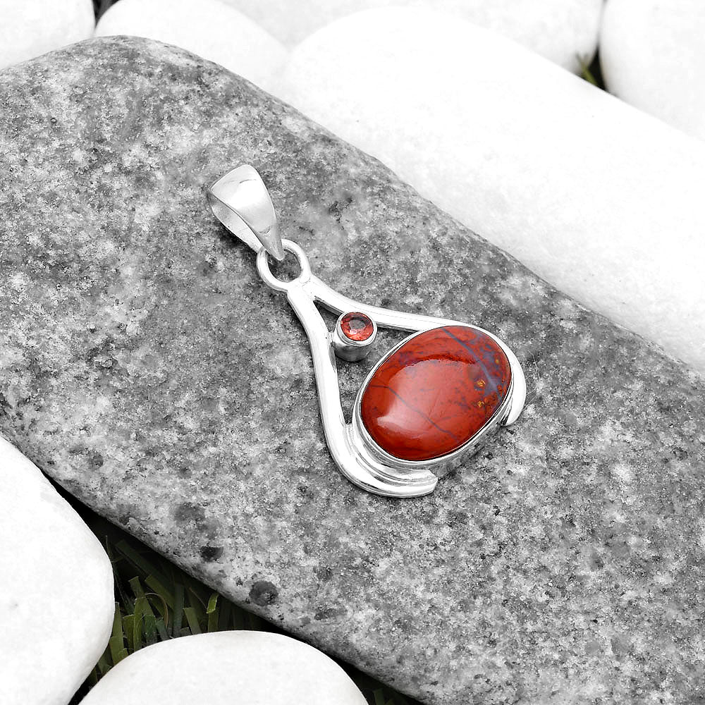 Natural Red Moss Agate & Garnet Pendant P-1057 SDP119848