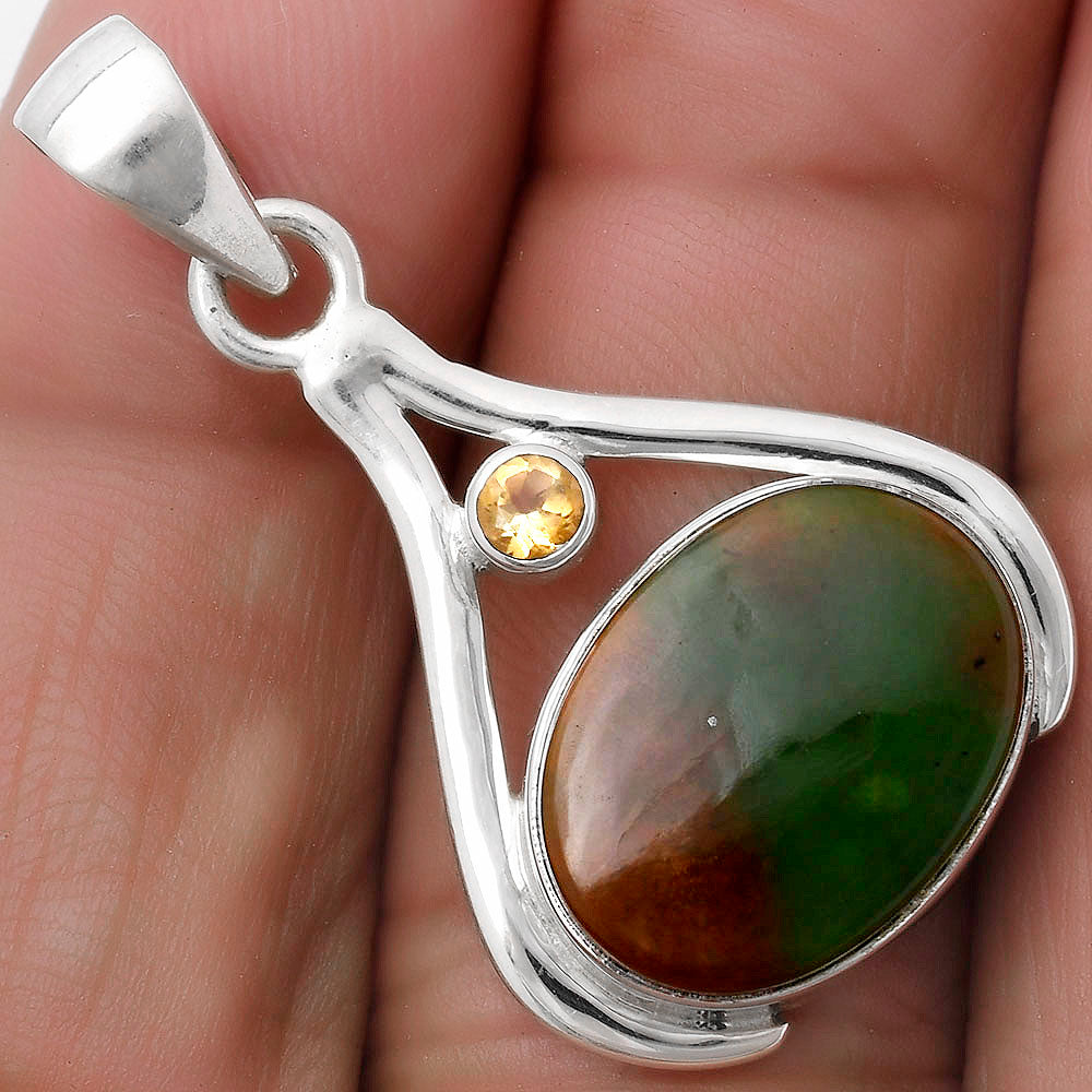 Natural Chrome Chalcedony & Citrine Pendant P-1057 SDP119851