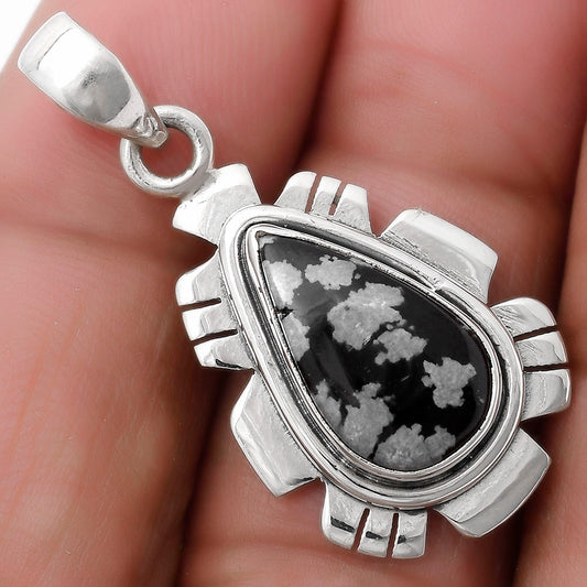 Natural Snow Flake Obsidian Pendant P-1179 SDP119965