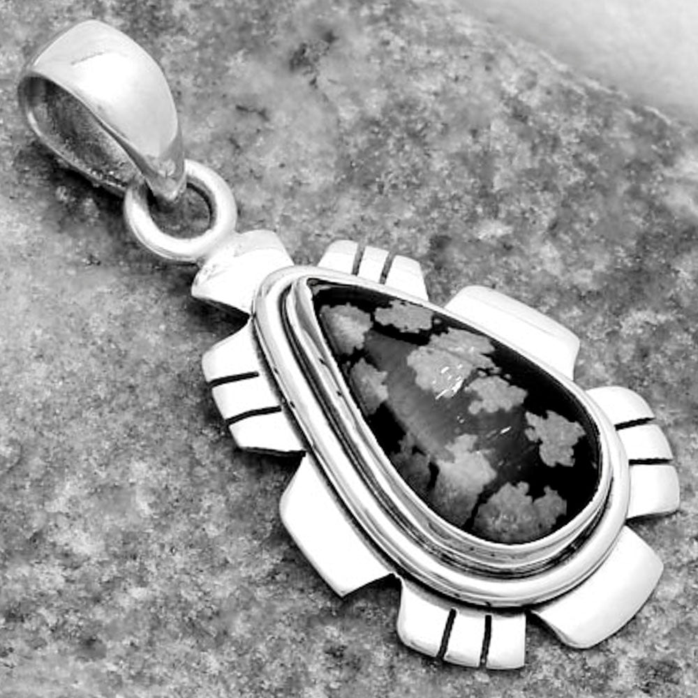 Natural Snow Flake Obsidian Pendant P-1179 SDP119965