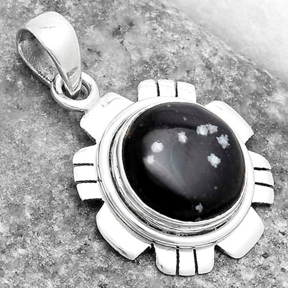 Natural Snow Flake Obsidian Pendant P-1179 SDP119969