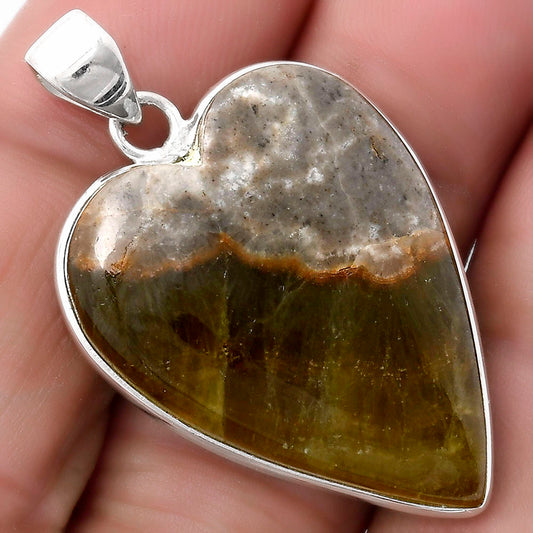 Heart Natural Cloudy Prehnite Pendant P-1043 SDP120220