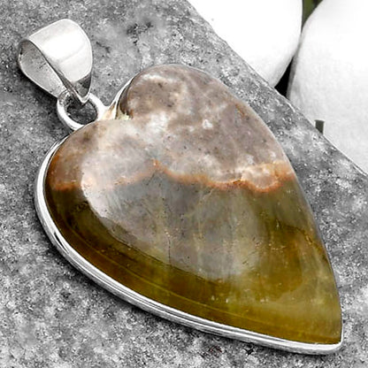 Heart Natural Cloudy Prehnite Pendant P-1043 SDP120220