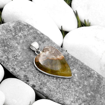 Heart Natural Cloudy Prehnite Pendant P-1043 SDP120220