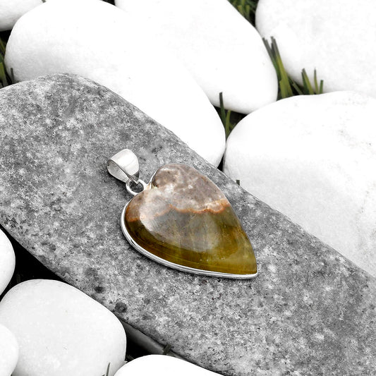 Heart Natural Cloudy Prehnite Pendant P-1043 SDP120220