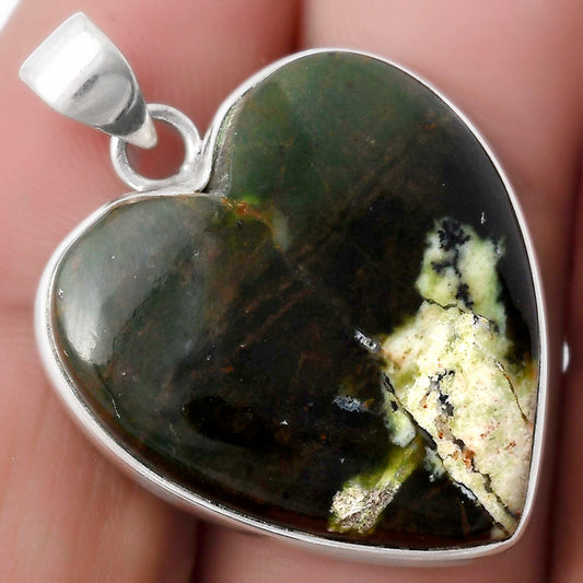 Heart Natural Chrome Chalcedony Pendant P-1043 SDP120227
