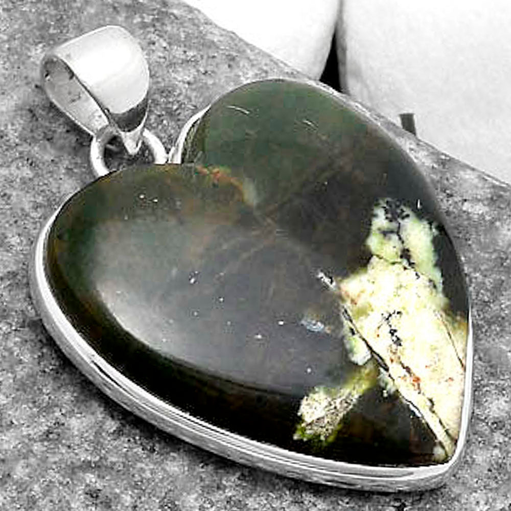 Heart Natural Chrome Chalcedony Pendant P-1043 SDP120227
