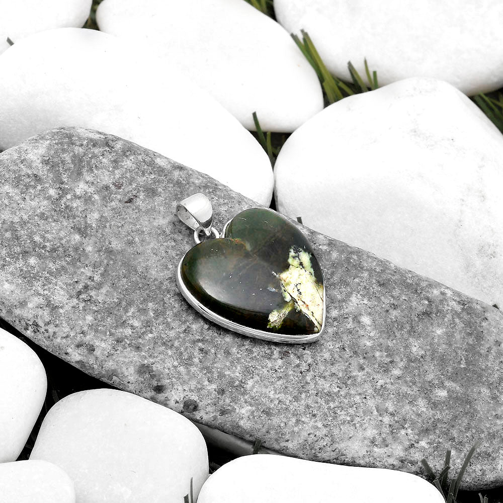 Heart Natural Chrome Chalcedony Pendant P-1043 SDP120227