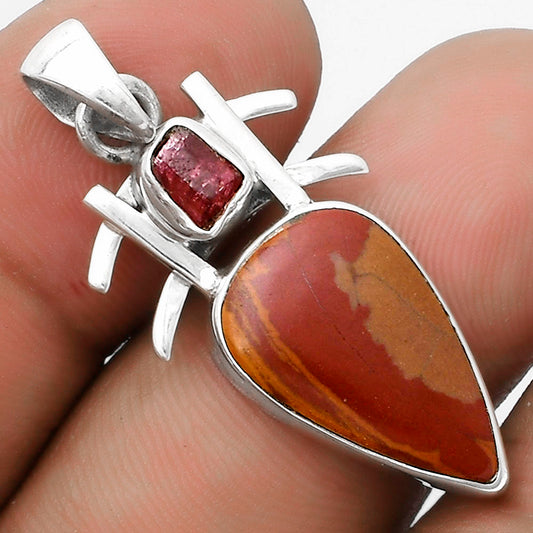 Noreena Jasper & Pink Tourmaline Rough Pendant P-1046 SDP120351