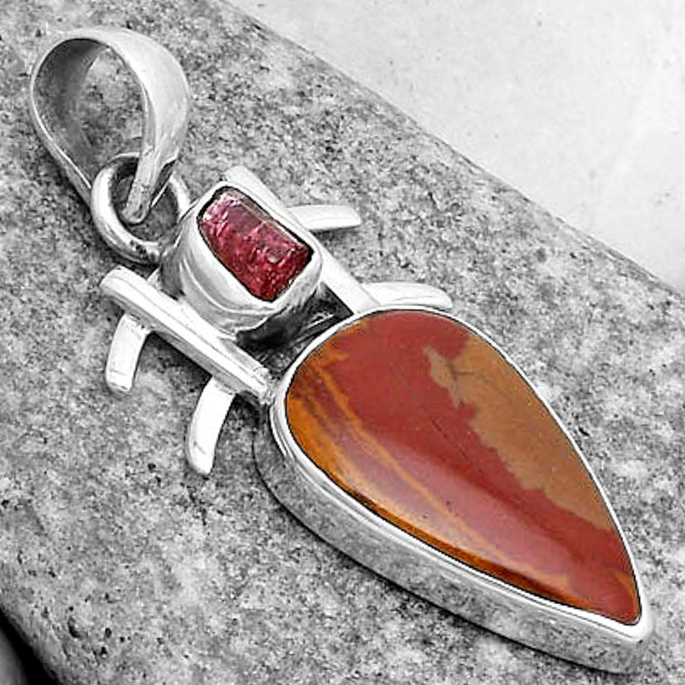 Noreena Jasper & Pink Tourmaline Rough Pendant P-1046 SDP120351