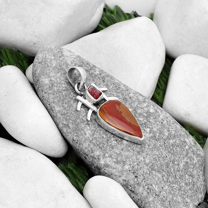 Noreena Jasper & Pink Tourmaline Rough Pendant P-1046 SDP120351