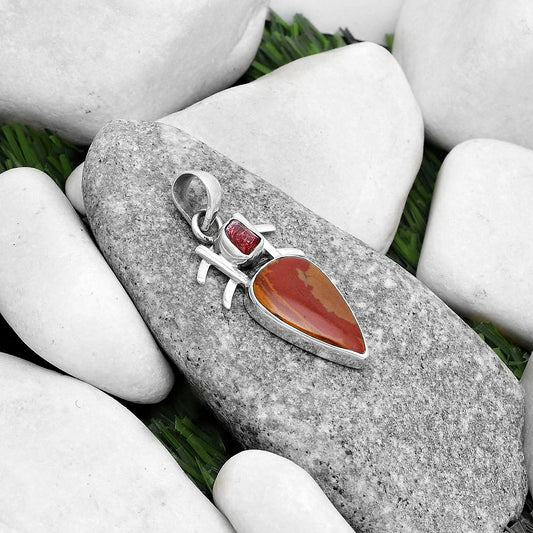 Noreena Jasper & Pink Tourmaline Rough Pendant P-1046 SDP120351
