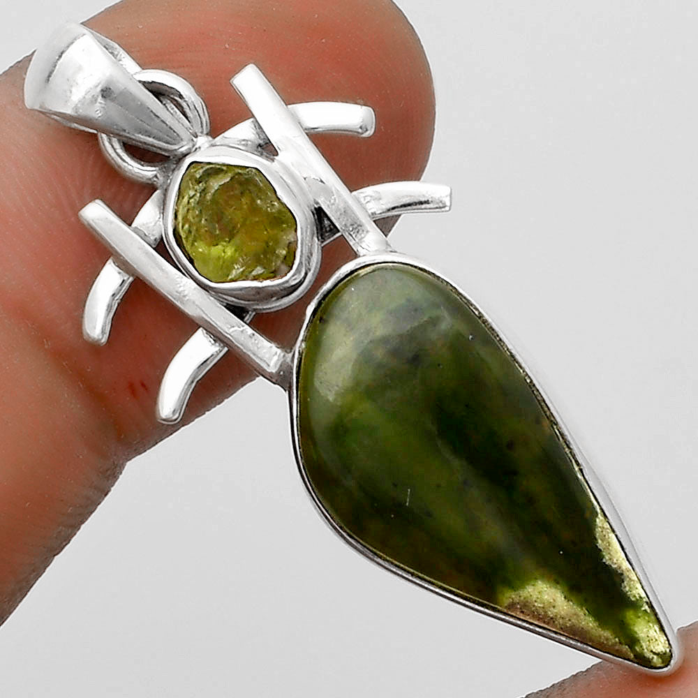 Chrome Chalcedony & Peridot Rough Pendant P-1046 SDP120352