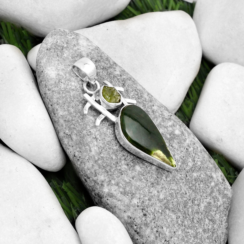 Chrome Chalcedony & Peridot Rough Pendant P-1046 SDP120352