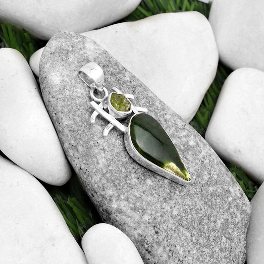 Chrome Chalcedony & Peridot Rough Pendant P-1046 SDP120352