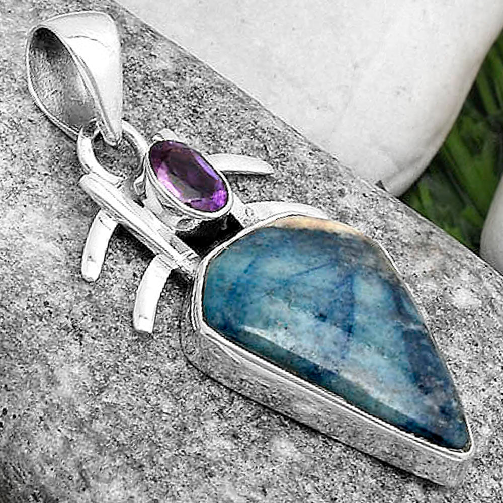 Blue Scheelite - Turkey & Amethyst Pendant P-1046 SDP120354