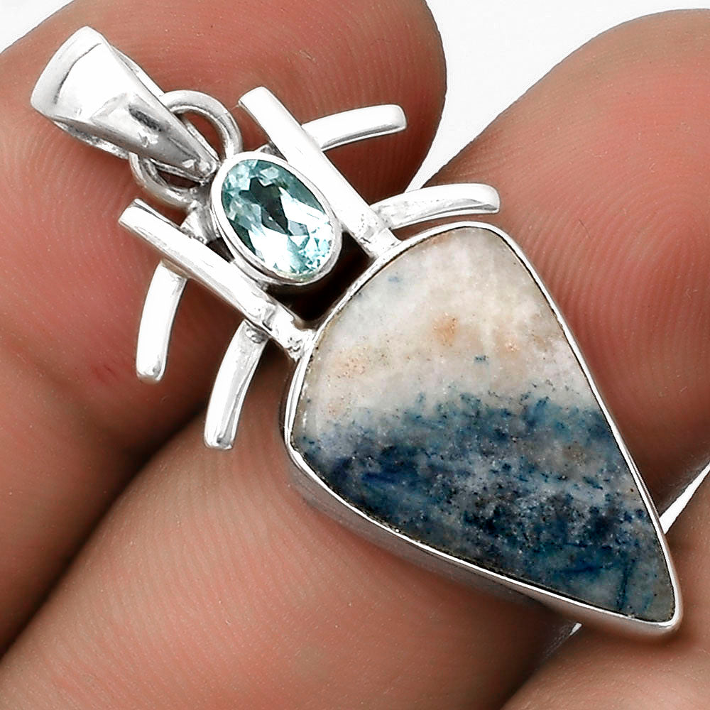 Natural Blue Scheelite & Sky Blue Topaz Pendant P-1046 SDP120357