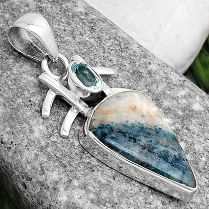 Natural Blue Scheelite & Sky Blue Topaz Pendant P-1046 SDP120357