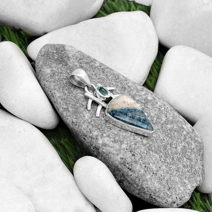 Natural Blue Scheelite & Sky Blue Topaz Pendant P-1046 SDP120357