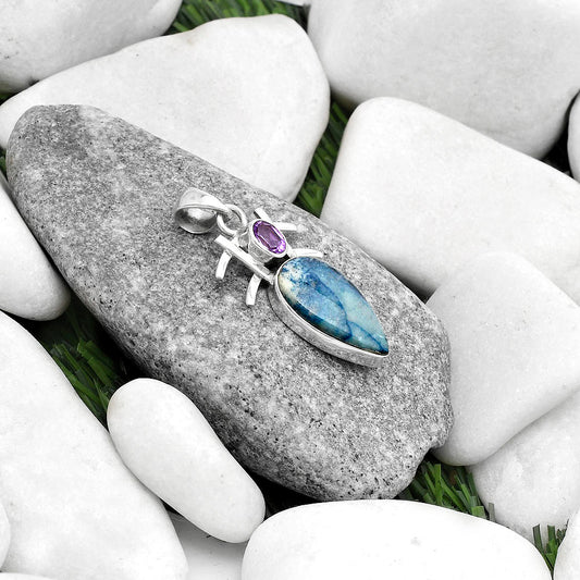 Blue Scheelite - Turkey & Amethyst Pendant P-1046 SDP120374