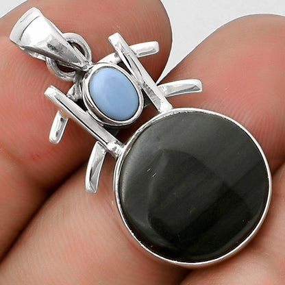 Black Lace Obsidian & Owyhee Opal Pendant P-1046 SDP120375