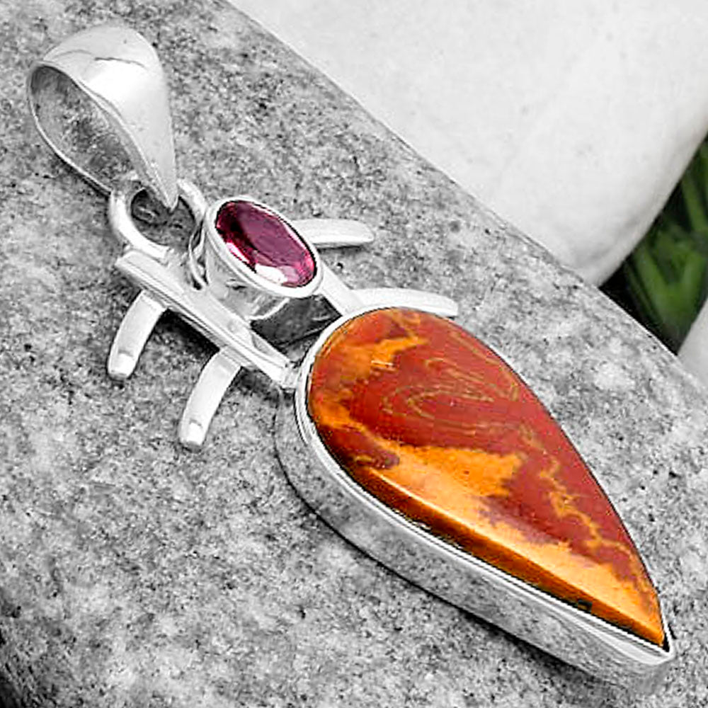 Natural Noreena Jasper & Garnet Pendant P-1046 SDP120376