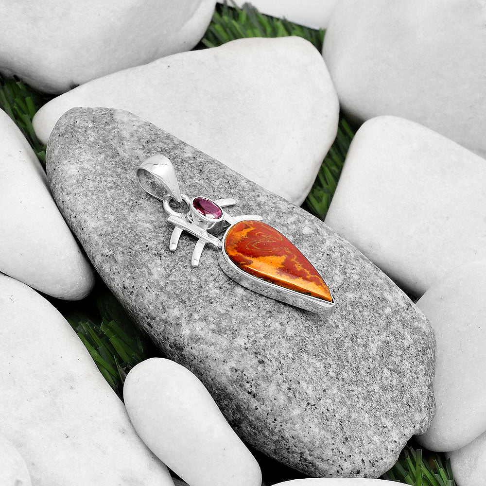 Natural Noreena Jasper & Garnet Pendant P-1046 SDP120376