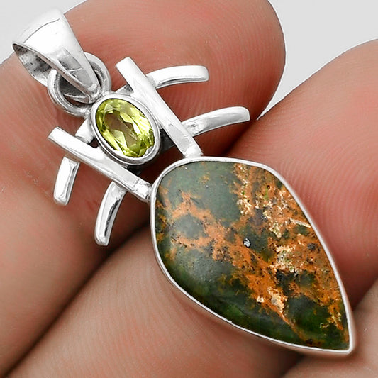Turkish Rainforest Chrysocolla & Peridot Pendant P-1046 SDP120377
