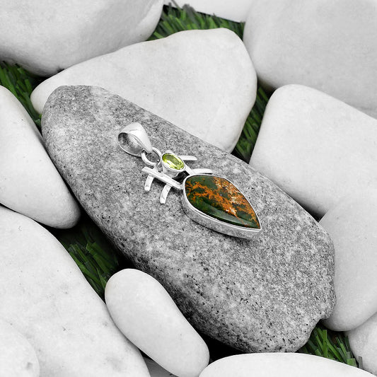 Turkish Rainforest Chrysocolla & Peridot Pendant P-1046 SDP120377