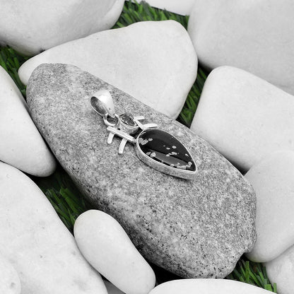 Snow Flake Obsidian & Herkimer Diamond Pendant P-1046 SDP120378