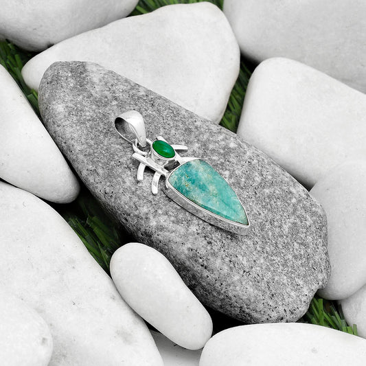 Natural Paraiba Amazonite & Green Onyx Pendant P-1046 SDP120382