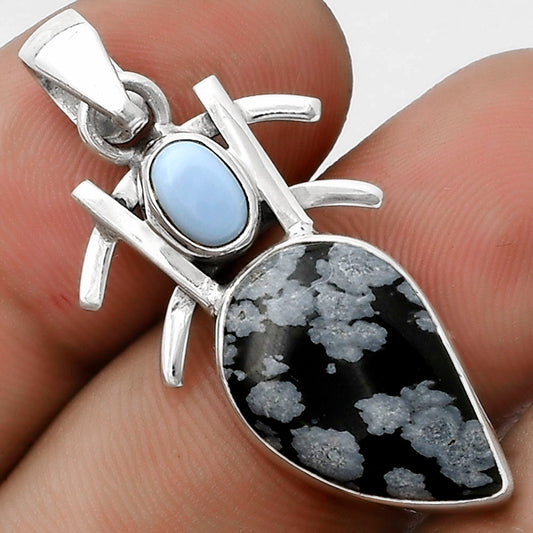 Snow Flake Obsidian & Owyhee Opal Pendant P-1046 SDP120385