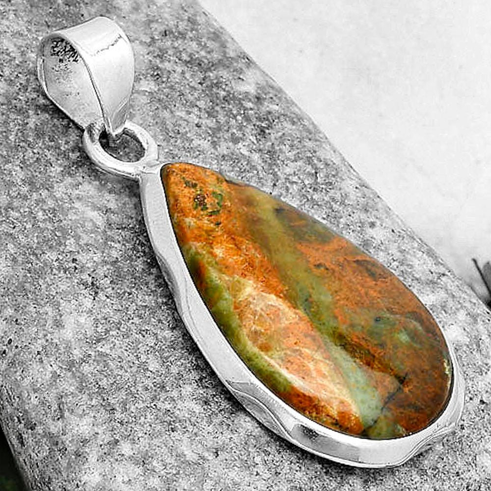 Natural Turkish Rainforest Chrysocolla Pendant P-1110 SDP120479