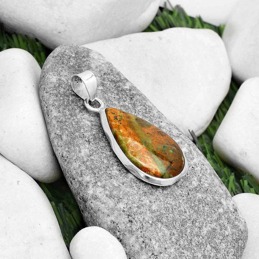 Natural Turkish Rainforest Chrysocolla Pendant P-1110 SDP120479