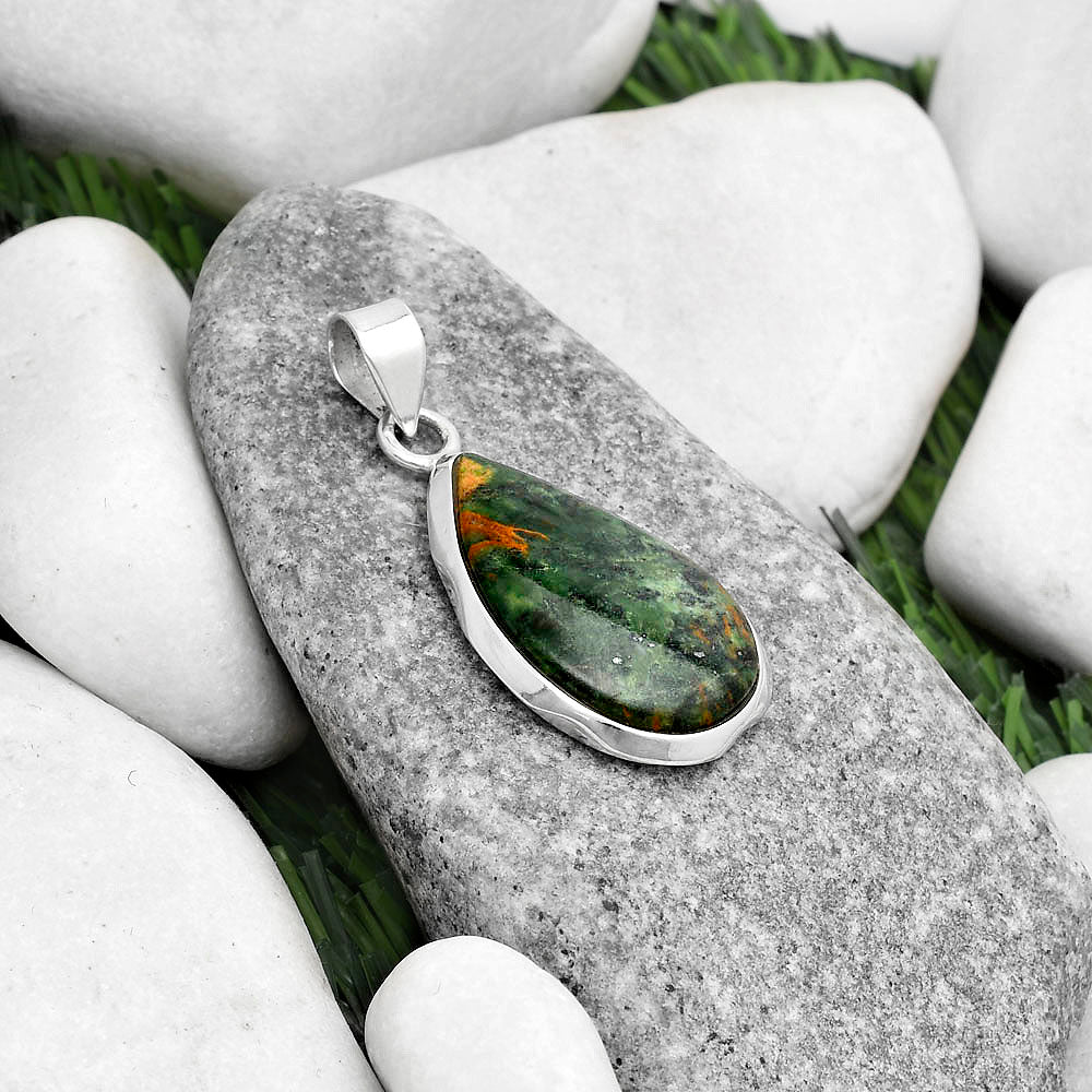 Natural Turkish Rainforest Chrysocolla Pendant P-1110 SDP120483