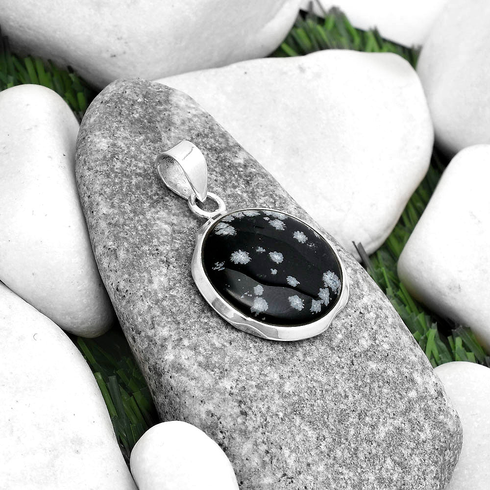 Natural Snow Flake Obsidian Pendant P-1110 SDP120490