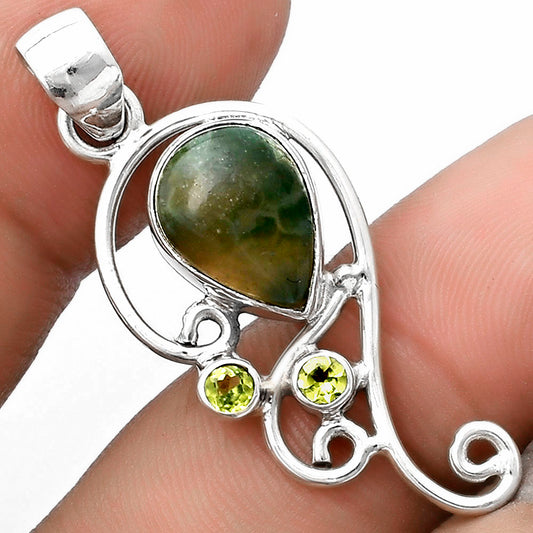 Natural Chrome Chalcedony & Peridot Pendant P-1039 SDP120540