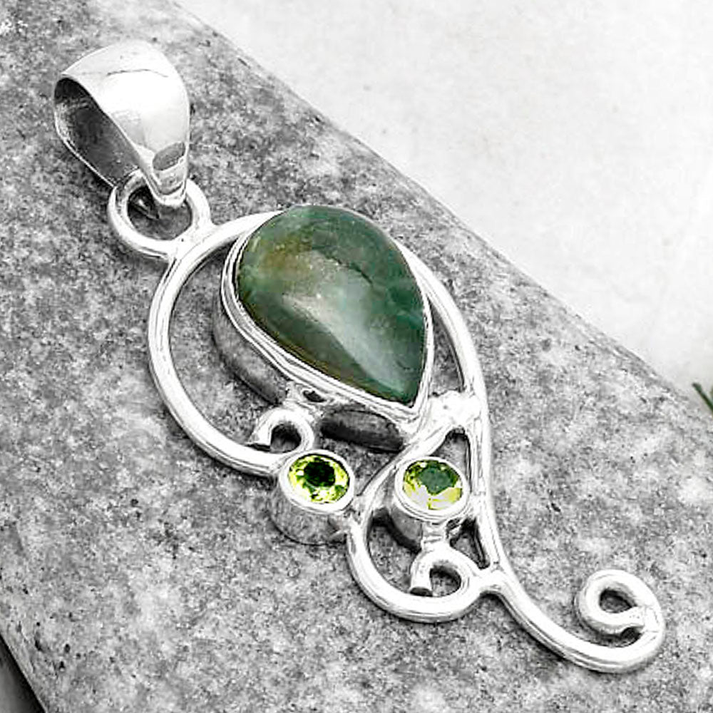 Natural Chrome Chalcedony & Peridot Pendant P-1039 SDP120540