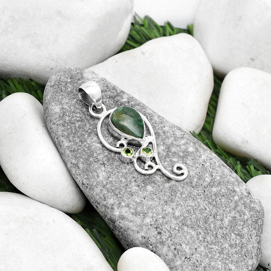Natural Chrome Chalcedony & Peridot Pendant P-1039 SDP120540